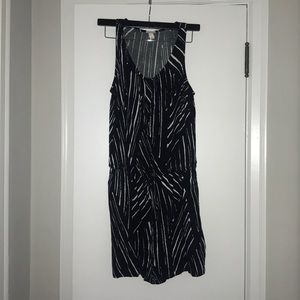 Black printed woven romper